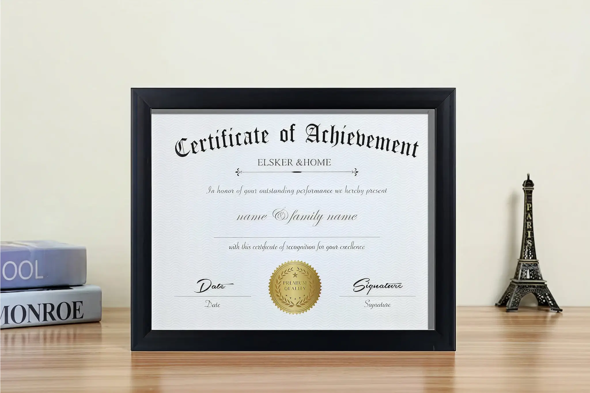 Certificate mockup 2, landscape orientation, US_Letter size